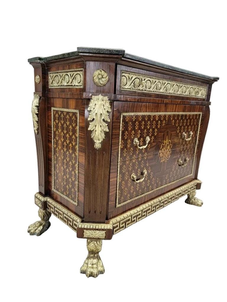 Antique French Empire Style Marquetry Inlay Chest Commode - 4
