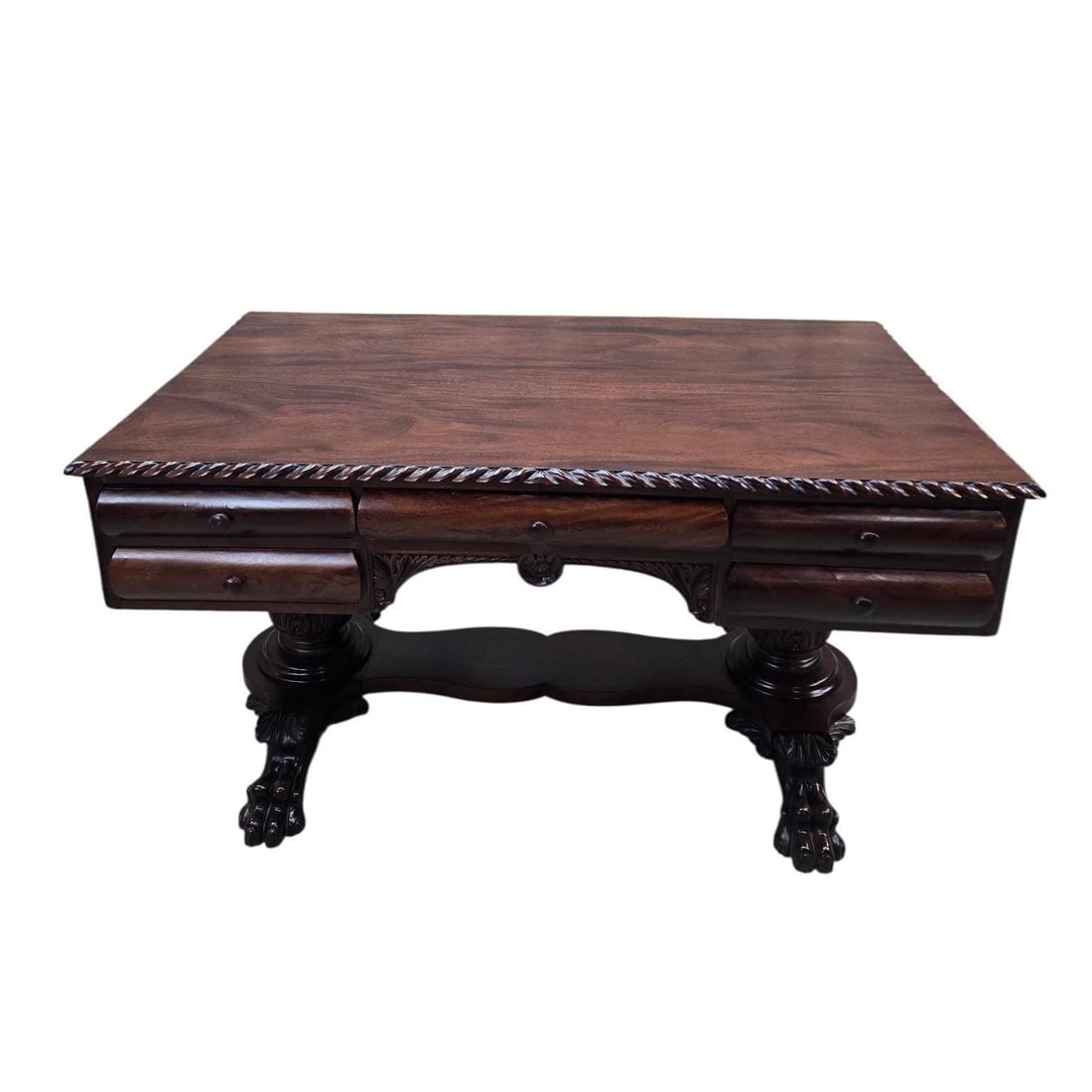 Antique Empire Carved Mahogany Partner’s Desk (1 of 7)