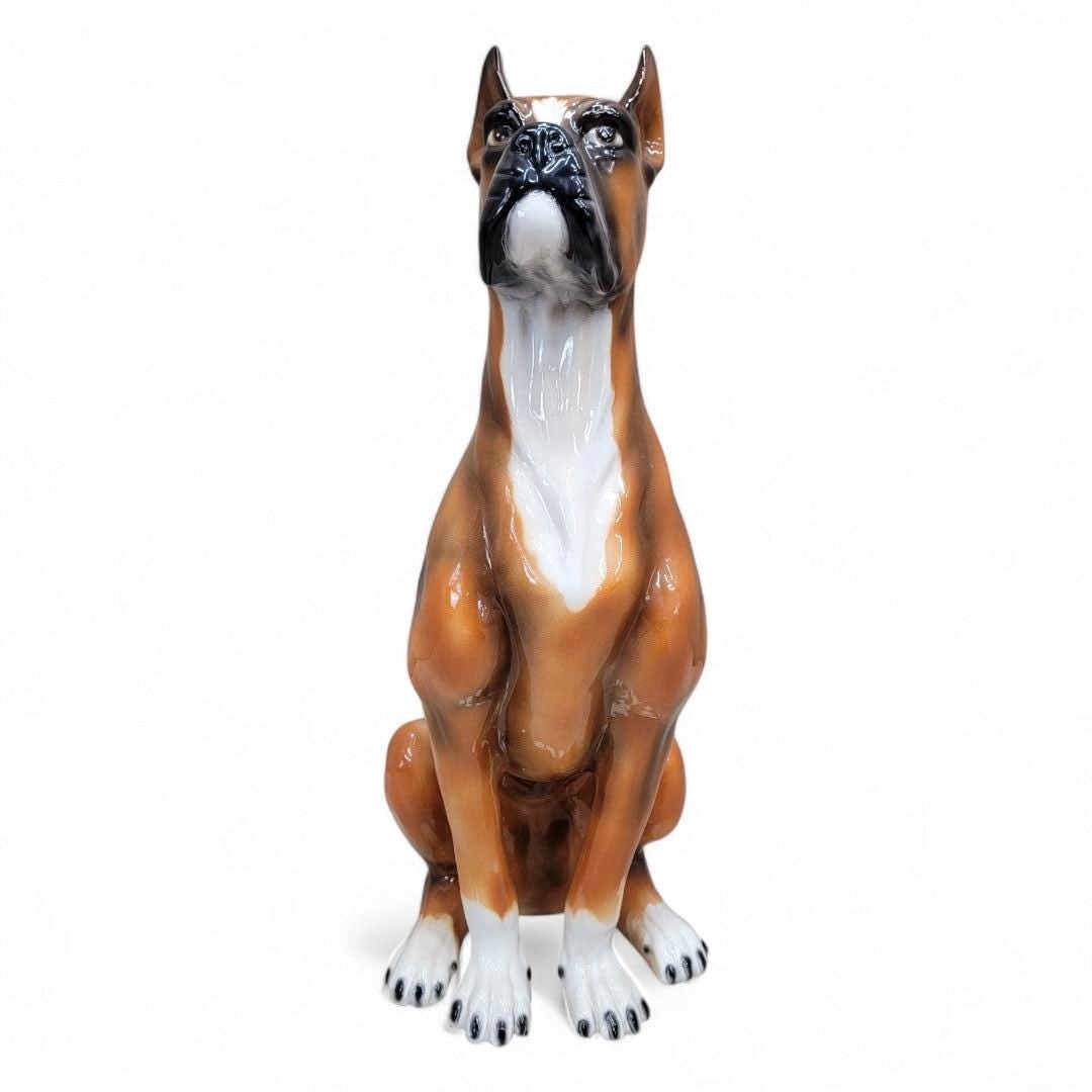 Vintage Italian Ceramic Sitting Boxer Guard Dog Statue (1 of 7)