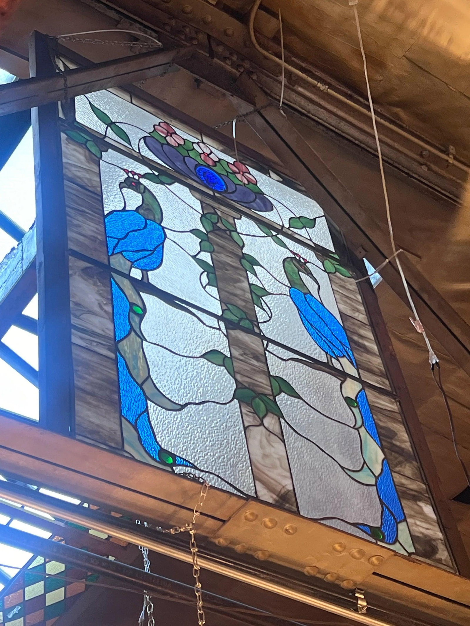 Vintage Peacock Design Stained Glass Window - 2