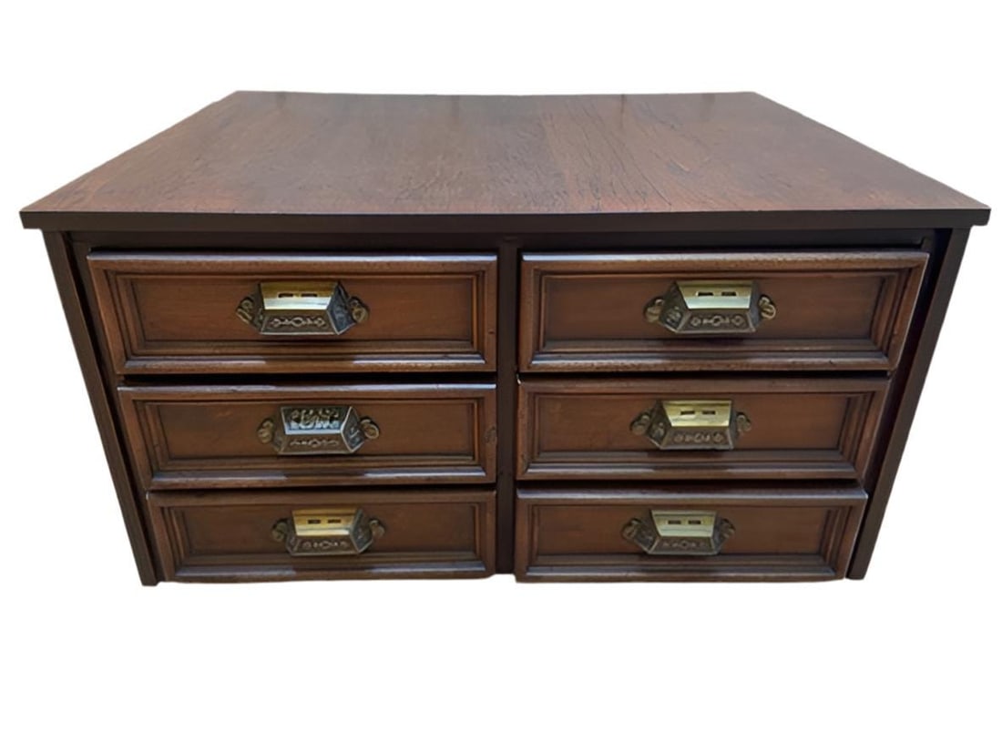 Antique Campaign Style Desk Top Letter File Chest - 2
