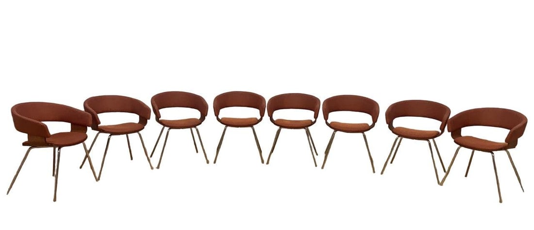 Modern Allermuir A580 Mollie Dining Side Chairs - Set of 8: Title: Modern Allermuir A580 Mollie Dining Side Chairs - Set of 8 Description: Vintage Modern Allermuir A580 Mollie Dining Side Chairs - Set of 8These gorgeous Mollie chairs have been upholstered in