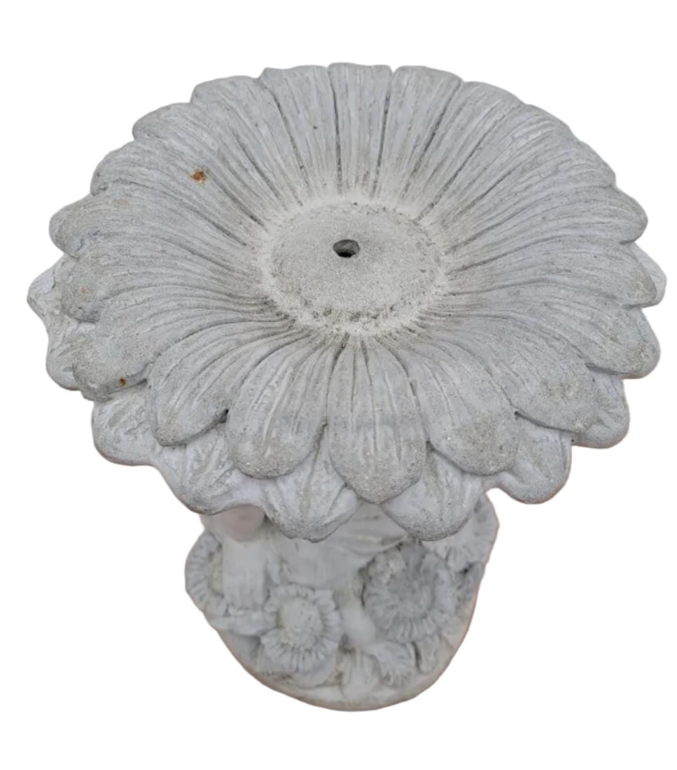 Vintage Figural Birdbath with Child & Sunflower - 3