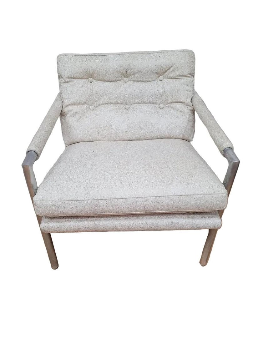 MCM Milo Baughman Chrome Flat Bar Chair Newly Reupholstered - 2