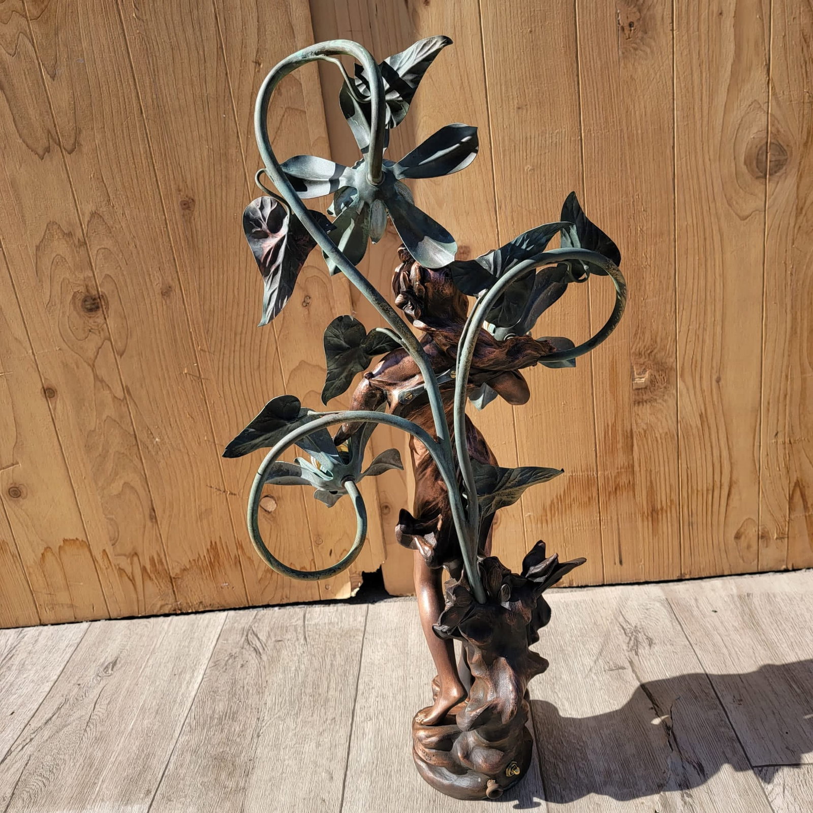 Antique French Art Nouveau Auguste Moreau Style Figural Spelter Lamp "Nuit De Printemps" Or "Spring - 5