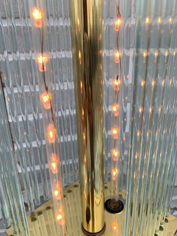 Mid Century Gaetano Sciolari Brass and Glass Rods Table Lamps - Pair - 3