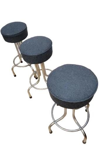 Vintage Industrial Swivel Bar Stools Newly Reupholstered - 3 - 4
