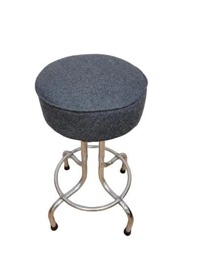 Vintage Industrial Swivel Bar Stools Newly Reupholstered - 3 - 7