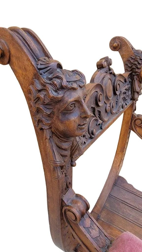 Antique Italian Renaissance Style Figural Savonarola Chair - 5
