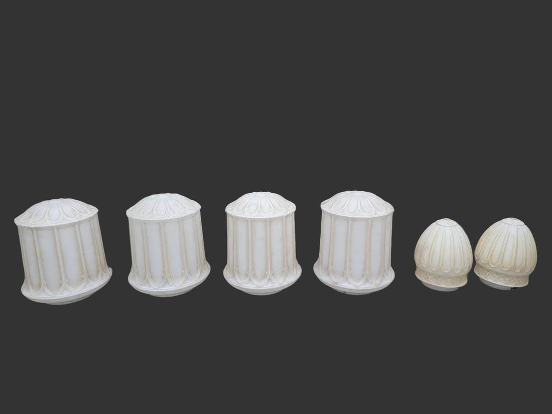 Antique Victorian Milk Glass Light Pendants - Set of 2 - 6