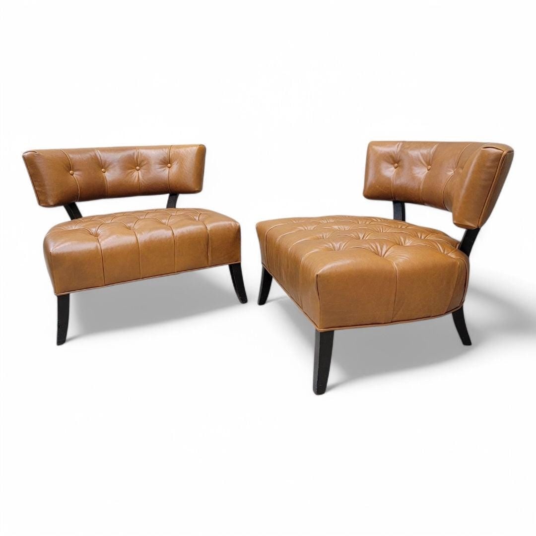 Vintage Deco Billy Haines Style Tufted Slipper Chairs Newly Reupholstered - Pair (1 of 7)