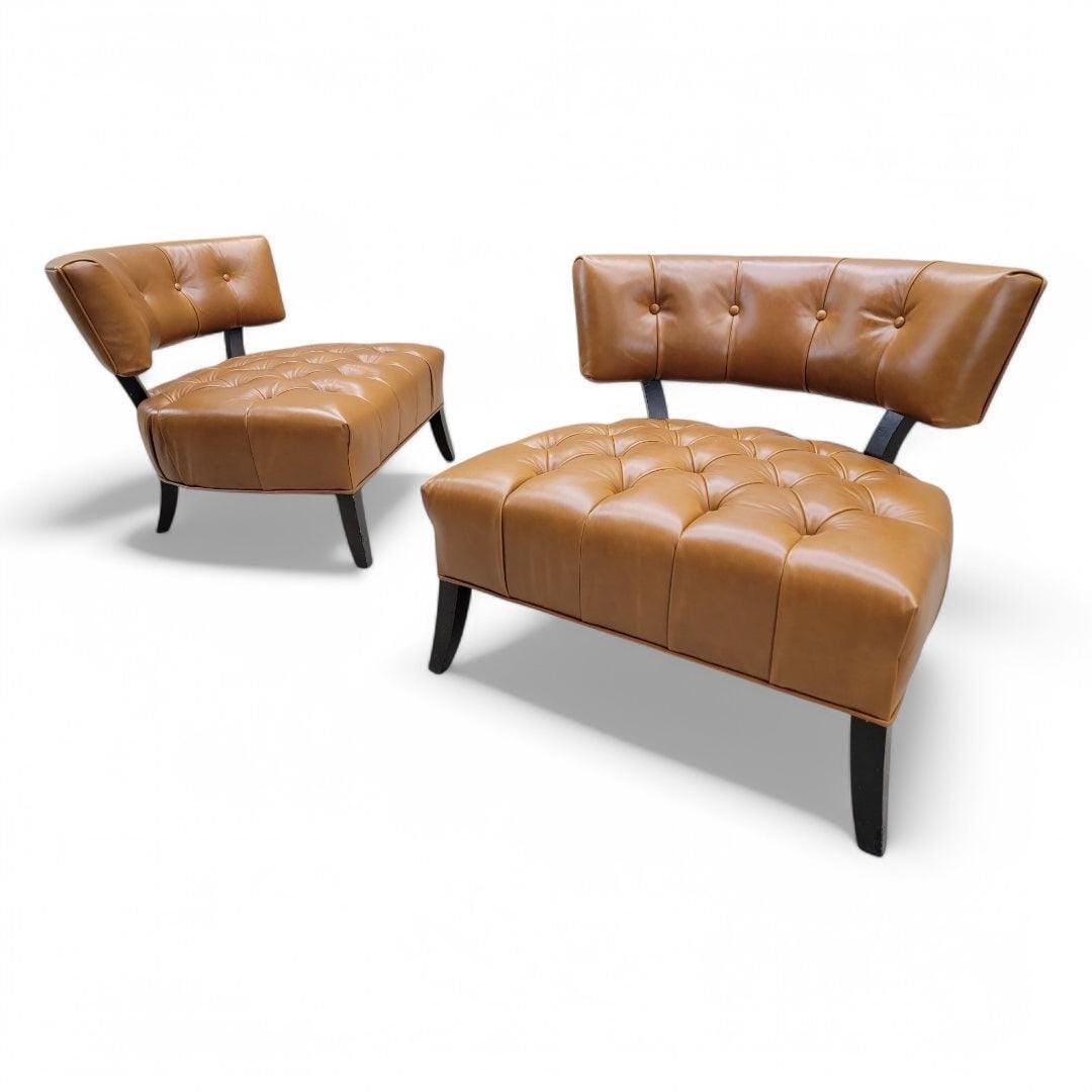 Vintage Deco Billy Haines Style Tufted Slipper Chairs Newly Reupholstered - Pair - 3