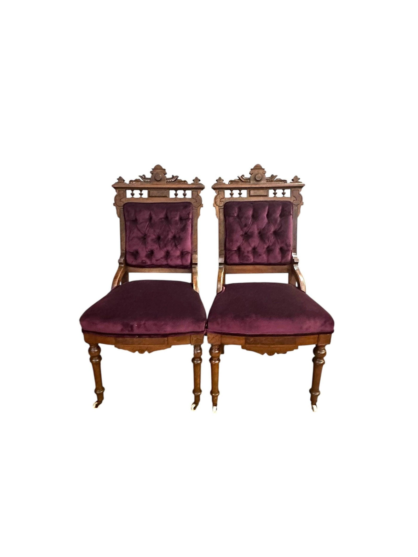 Antique Victorian Eastlake Style 3 Piece Carved Ornate Parlor Set Newly Reupholstered - 5
