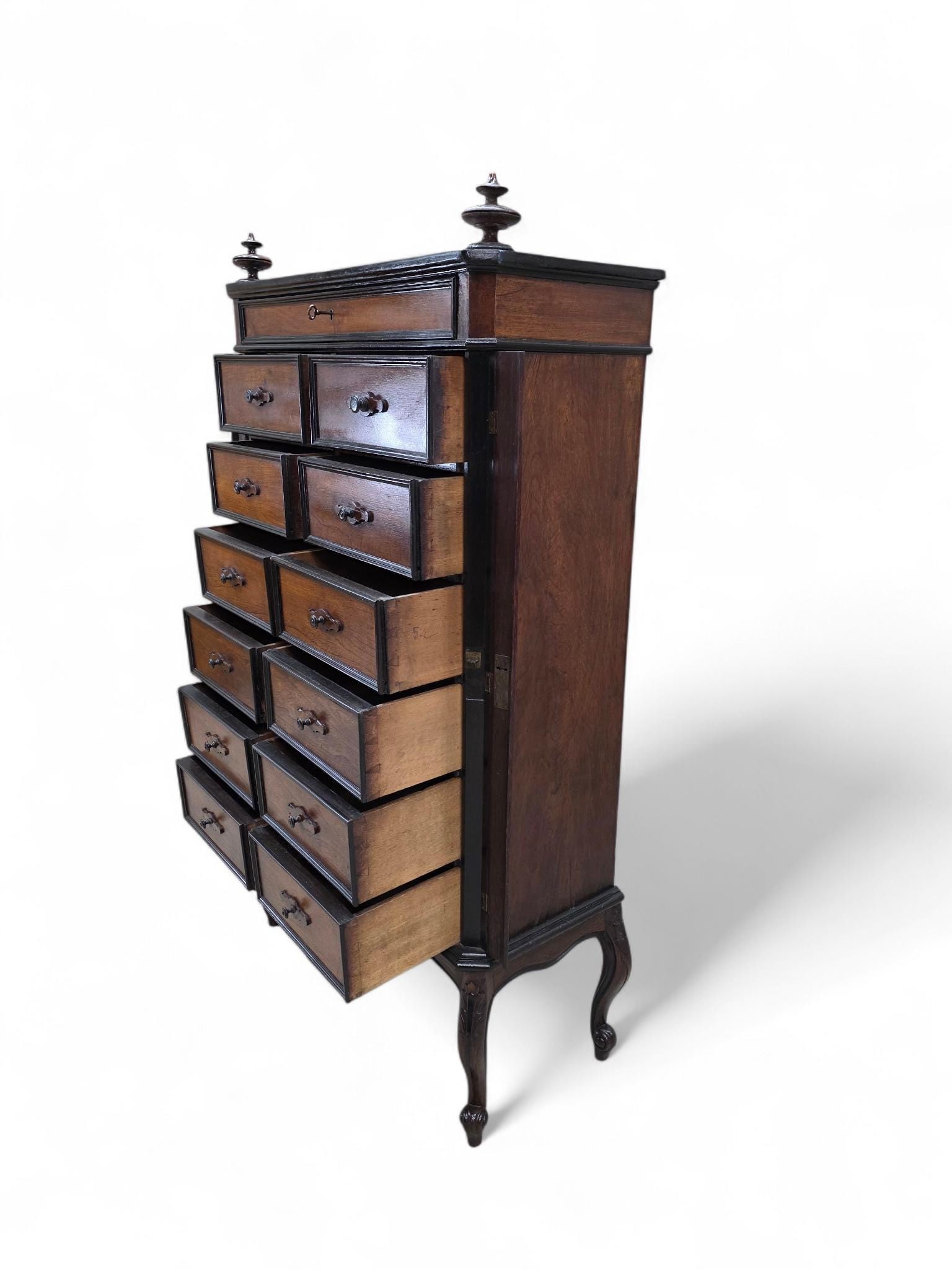 Antique Edwardian Style 13 Drawers Lock-Side Filing Cabinet - 7