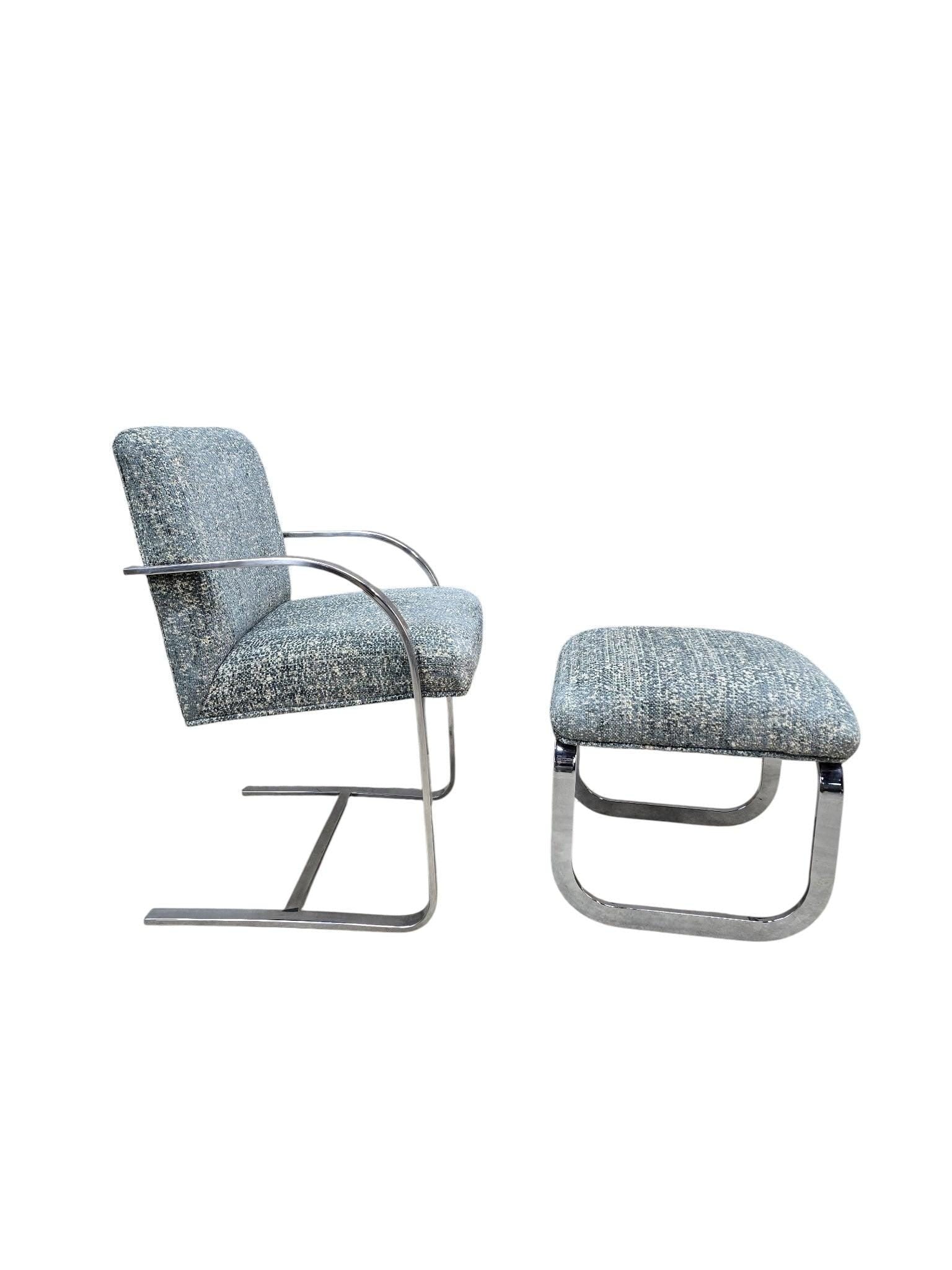 MCM Milo Baughman Chrome Chair and Ottoman - 2