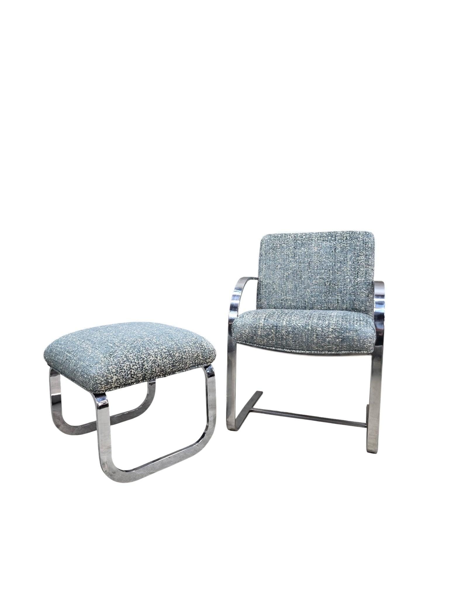 MCM Milo Baughman Chrome Chair and Ottoman - 4