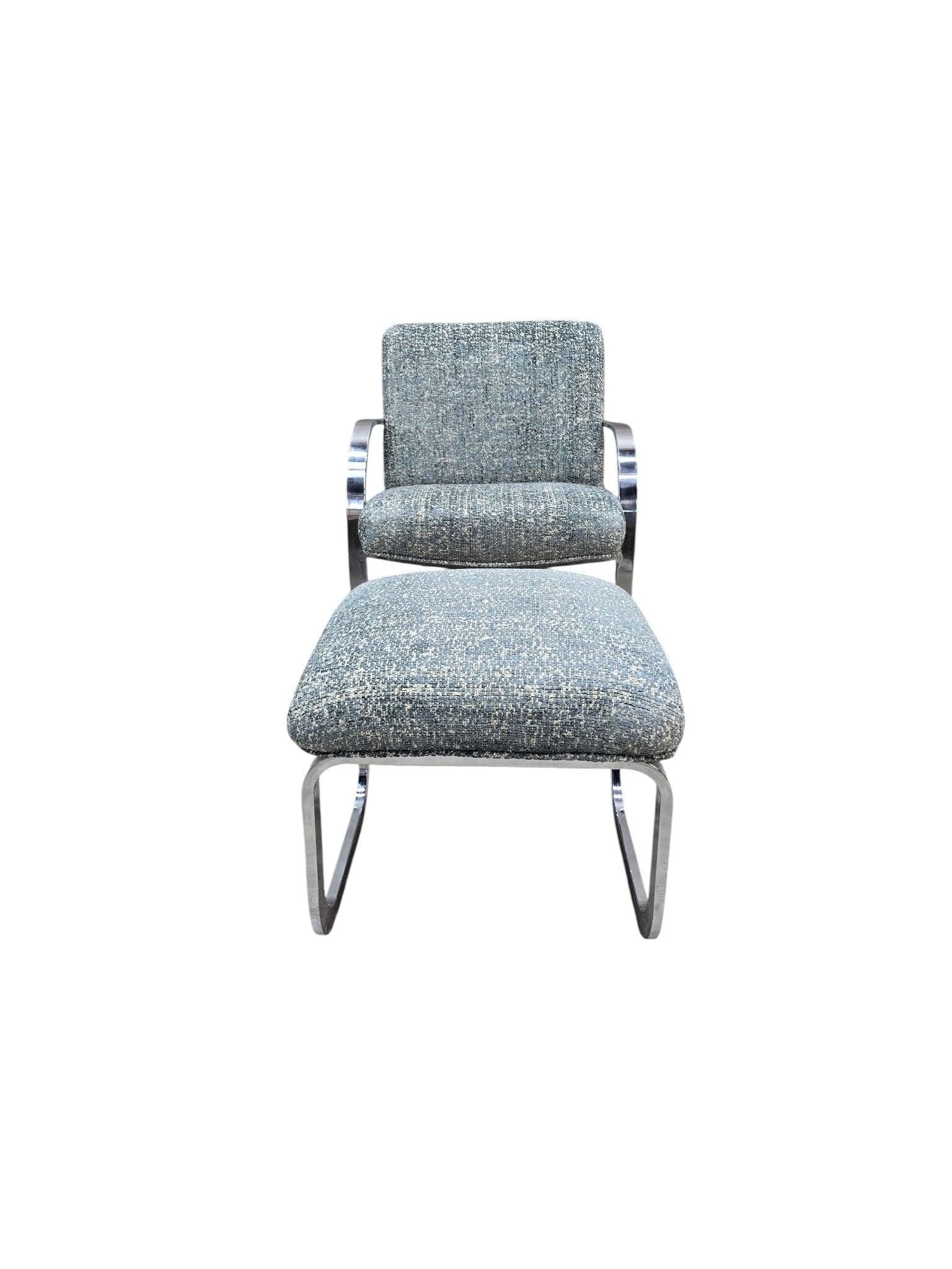 MCM Milo Baughman Chrome Chair and Ottoman - 6