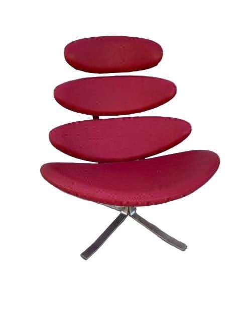 MCM Corona Chair by Poul M. Volther Newly Upholstered in Embossed Red Leather - 5