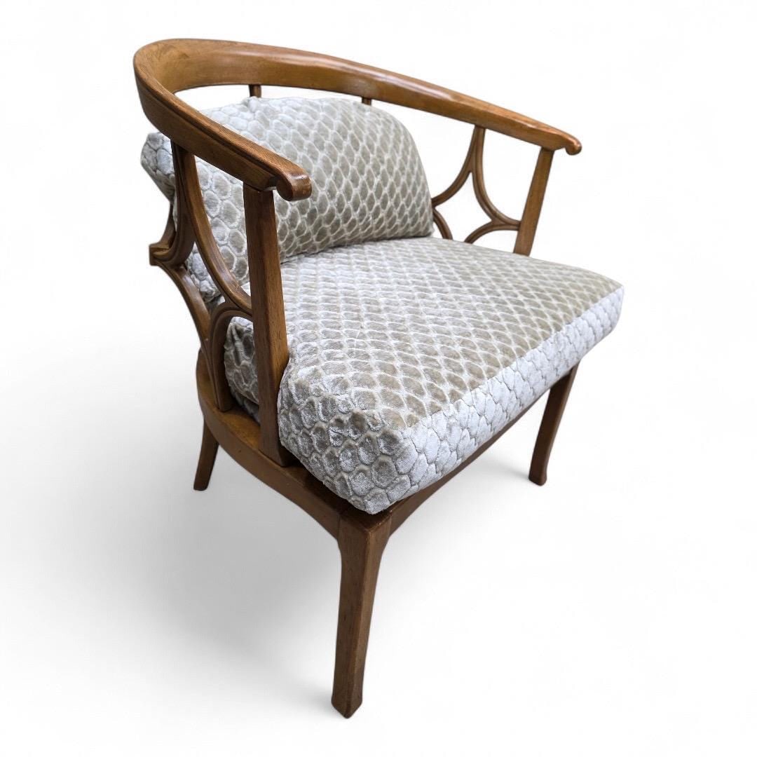 MCM William “Billy” Haines Style Fruitwood Spider-Leg Barrel Back Lounge Chair - 2