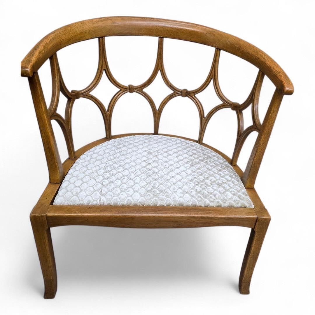 MCM William “Billy” Haines Style Fruitwood Spider-Leg Barrel Back Lounge Chair - 7
