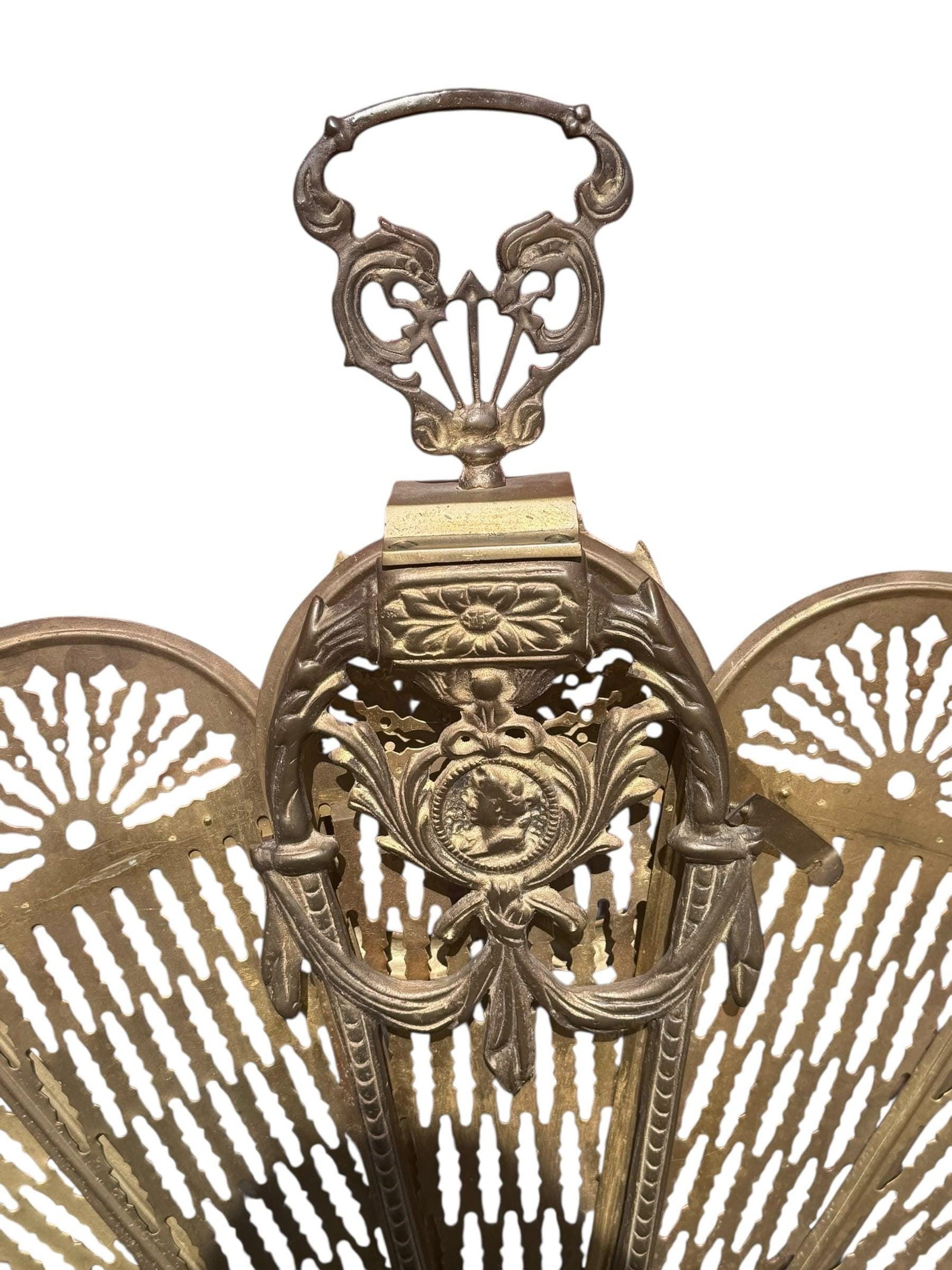 Antique Victorian Style Peacock Fireplace Screen - 4