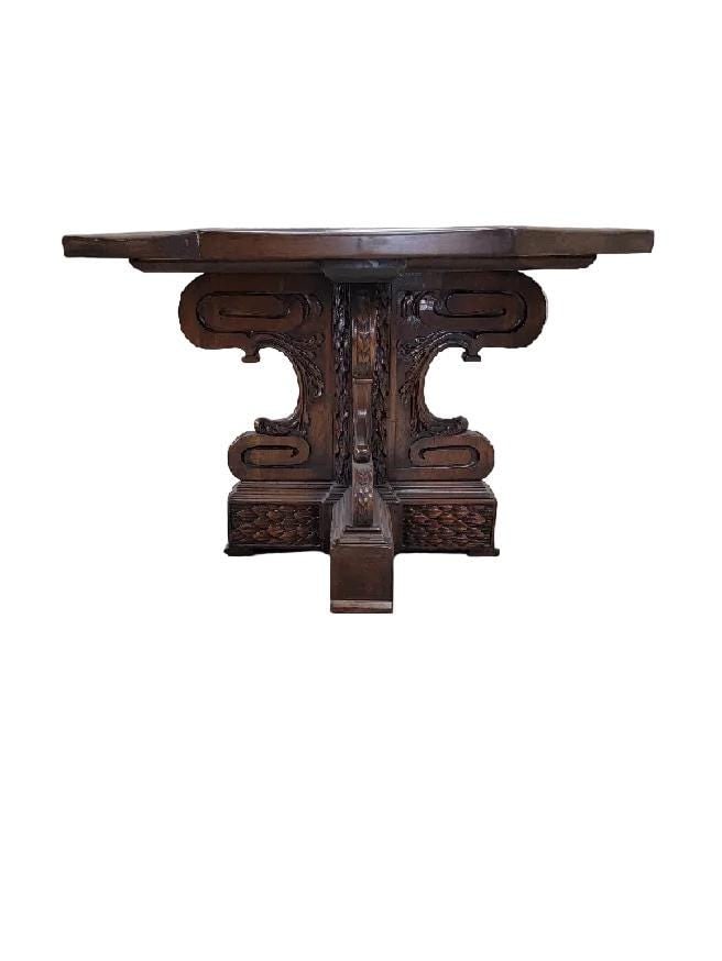 Antique Italian Baroque Style Octagonal Entryway Table - 5
