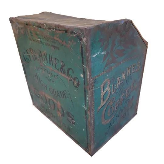 Antique C.F. Blanke Tea and Coffee Company Tin Bin - 6