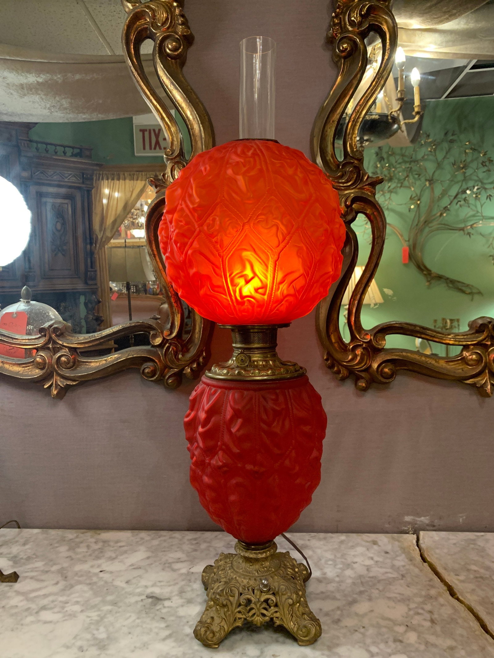 Antique Victorian Table Lamp by Pittsburg Brass and Lamp Co (1 of 7)