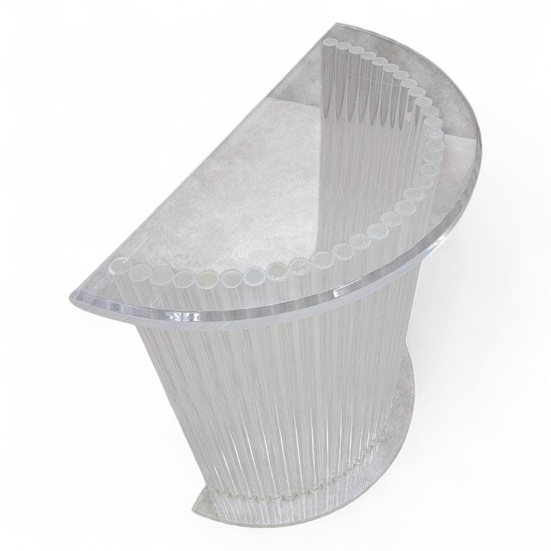 MCM Custom Lucite Cylinder Demilune Pedestal Table - 4