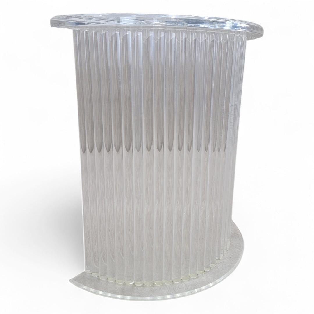 MCM Custom Lucite Cylinder Demilune Pedestal Table - 6