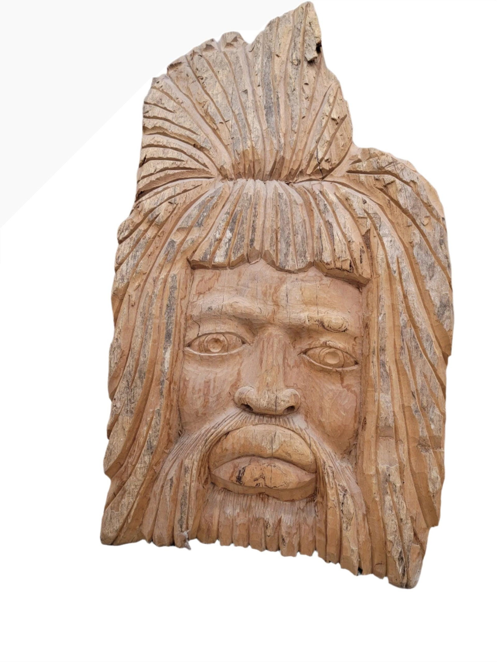 Vintage Carved African/Jamaican Rasta Live Edge Wall Sculpture: Title: Vintage Carved African/Jamaican Rasta Live Edge Wall Sculpture Description: Vintage Carved African/Jamaican Bob Marley Style Rasta Live Edge Wall SculptureThis vintage carved wall sculpture