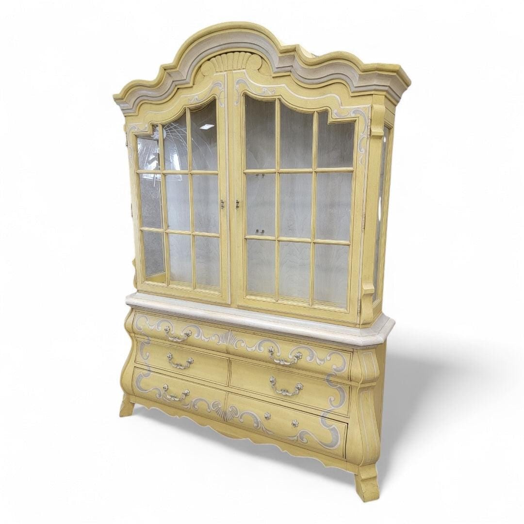 MCM French Country Style Breakfront Display Cabinet by Drexel (1 of 7)
