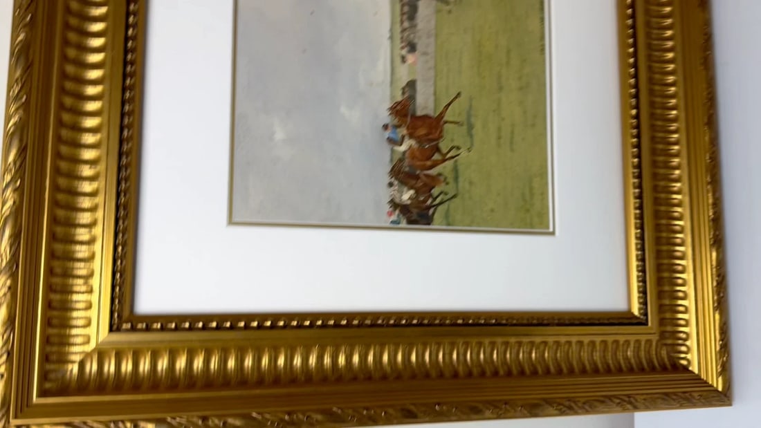 Equestrian Painting 2000 Guineas 1910 Neil Gow Wins at Newmarket By Issac Cullin - 2