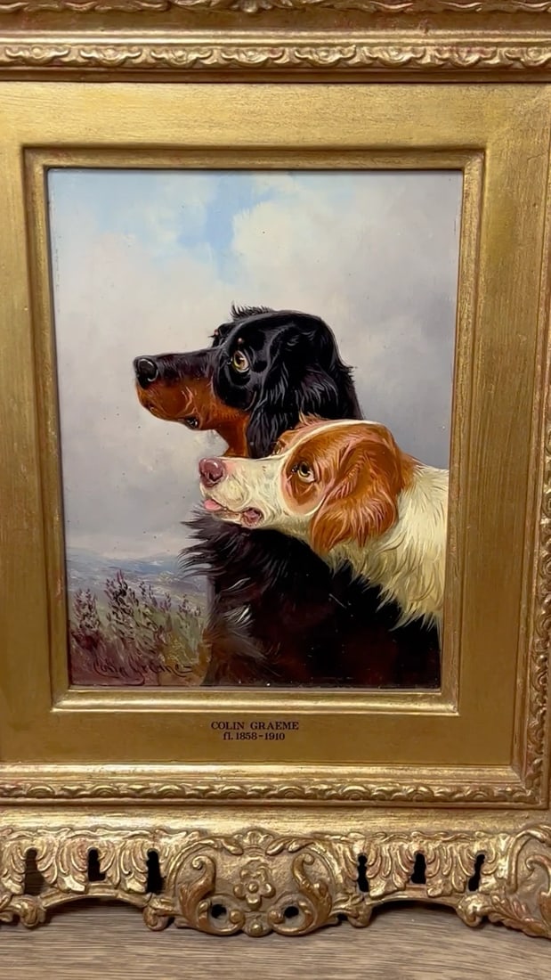 Oil Painting Gordon Setter with Irish Red White Gun Dogs In Scottish Highlands - 2