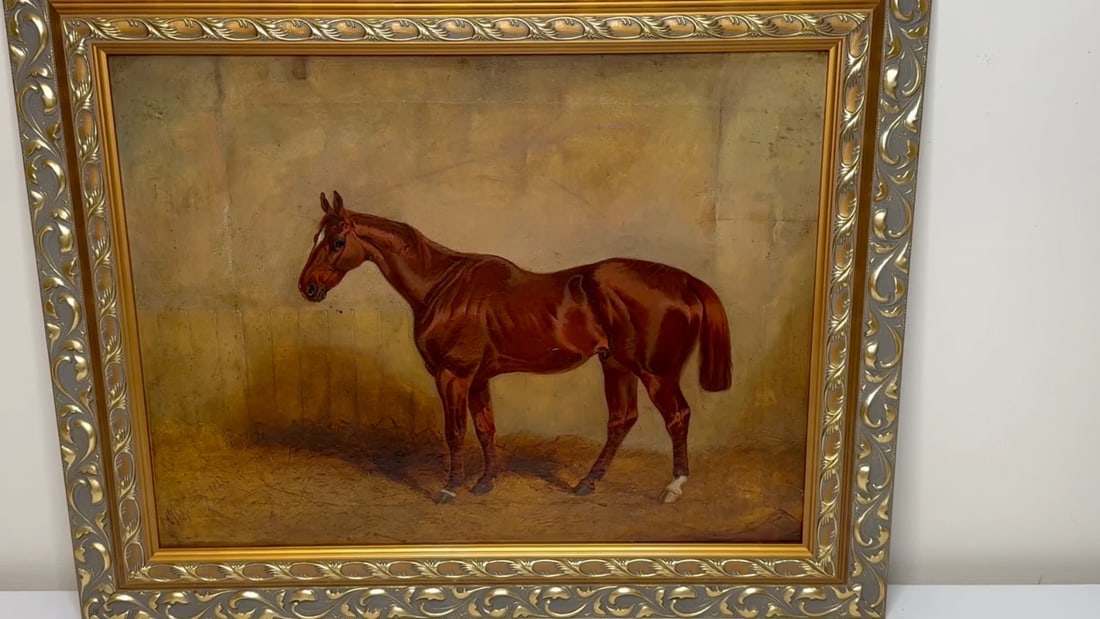 Equine Elegance Chestnut Hunter in Stable c1842 by Charles Bilger Spalding RA - 2