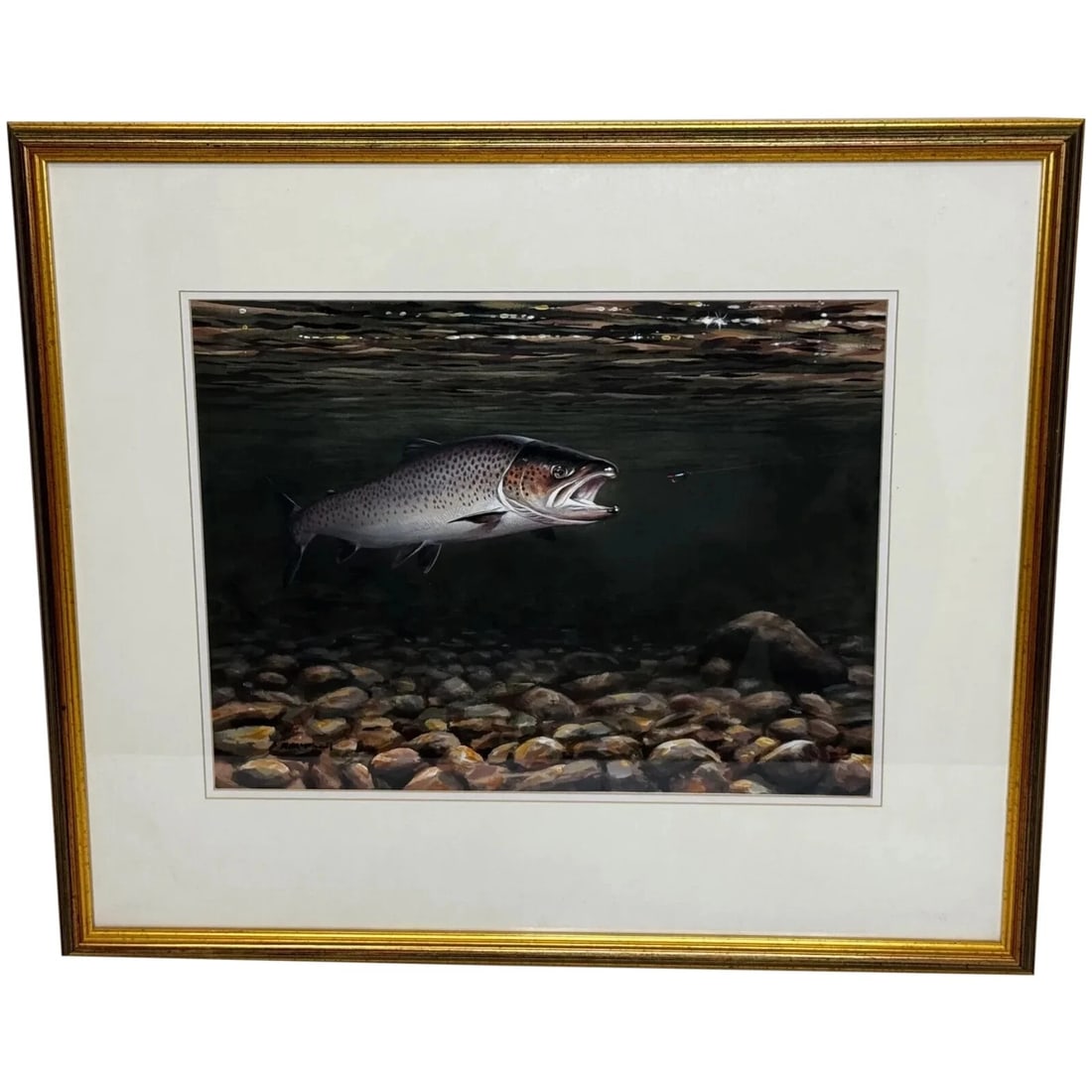 Sporting Painting Sea Trout Nearly Hooked The Silver Zulu Fly By Roger McPhail (1 of 20)