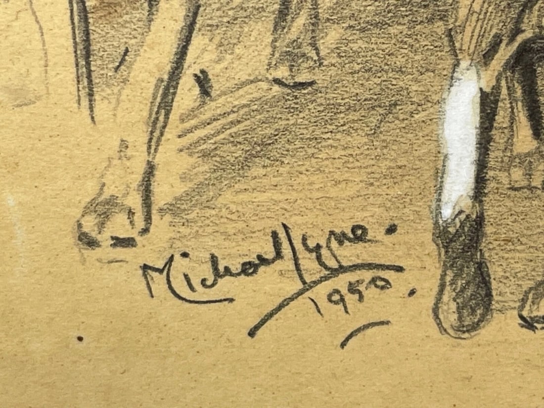 Hunting Drawing Heightened With White of American Foxhounds by Michael Lyne - 10