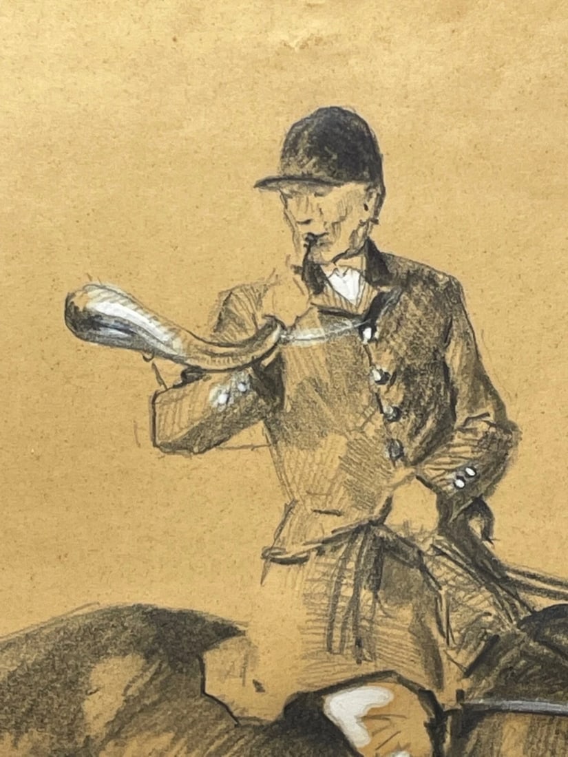 Hunting Drawing Heightened With White of American Foxhounds by Michael Lyne - 6