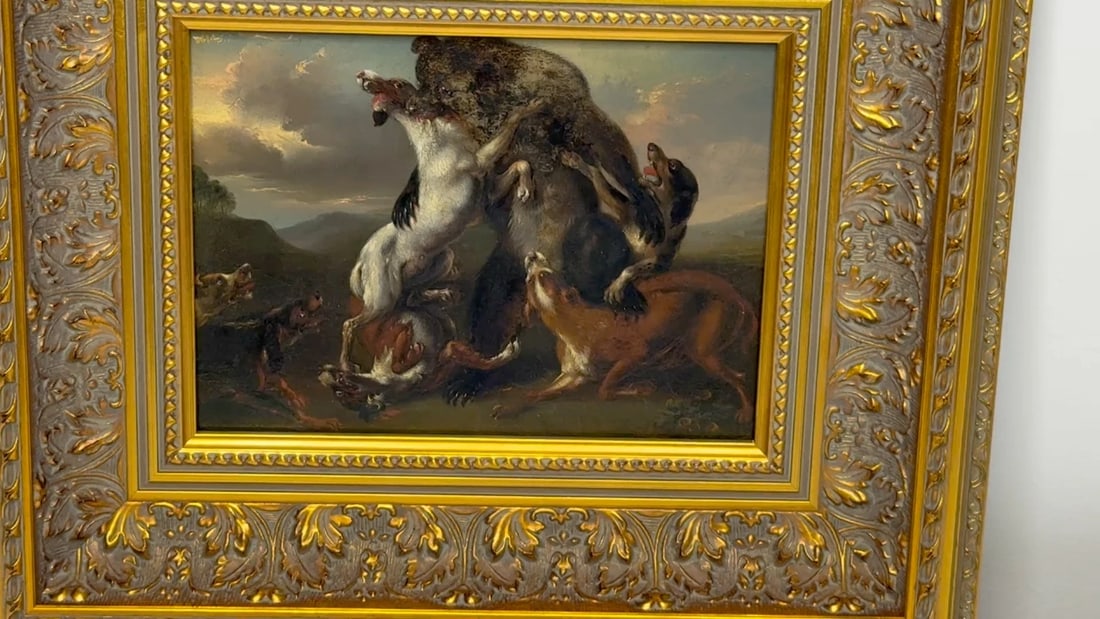 19th Century Manner of Richard Ansdell "At Bay: A Bear and Hounds Mortal Combat" - 2