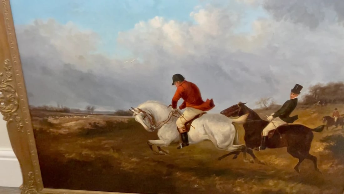 19th Century Red Coat Rider Hunting On The Charge Oil Painting By Thomas Smythe - 2