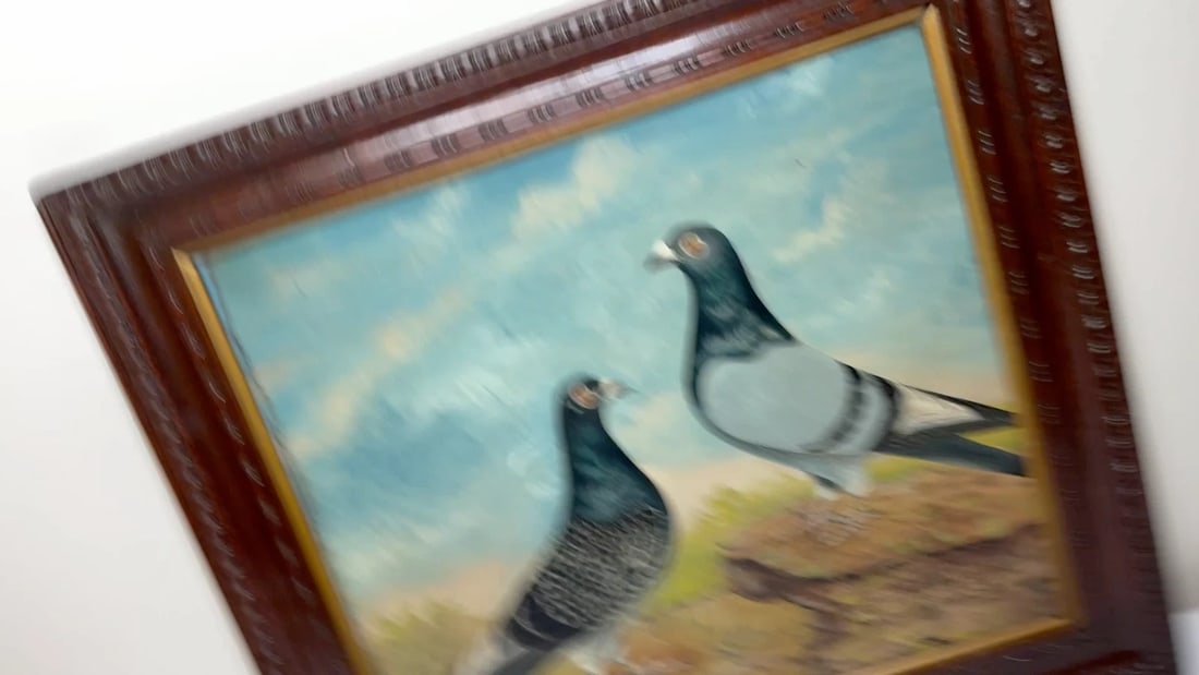 Holley Brothers of Bute Racing Pigeons — Whitley Bay 1909 Winners Oil Portrait - 2