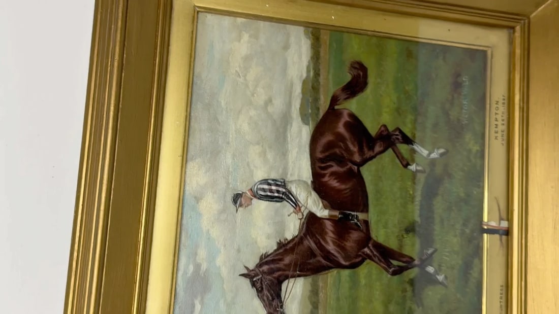 Oil Painting Victor Wild Winner at Kempton Park June 1897 Mornington Cannon Up - 2