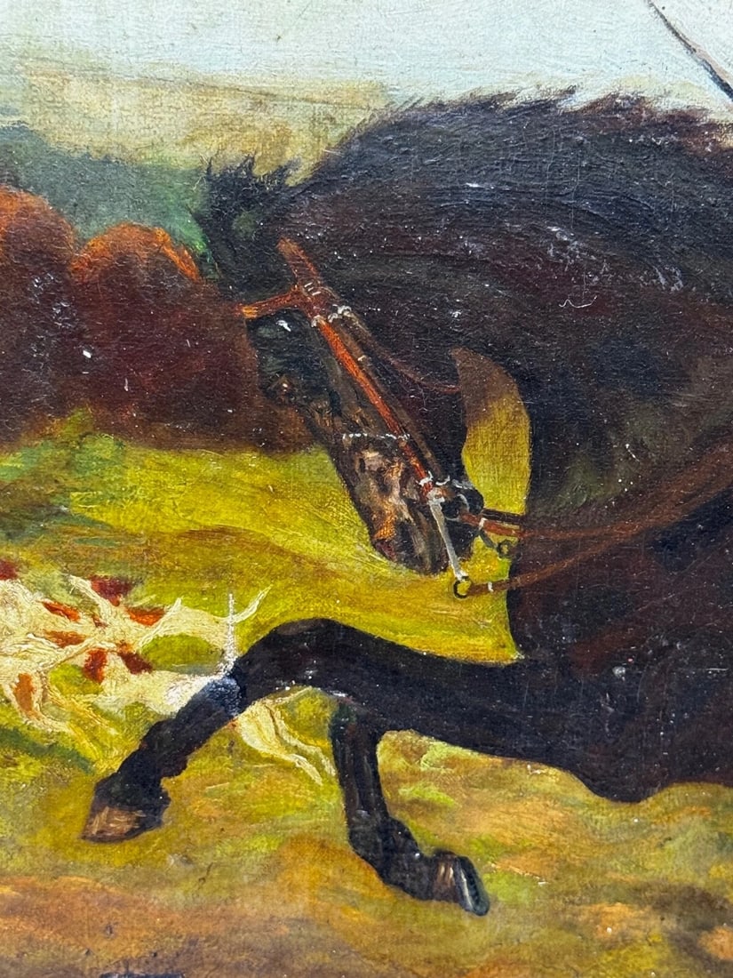 19th Century Oil Painting Huntsman In Hot Pursuit by Guillaume Urban Régamey - 19