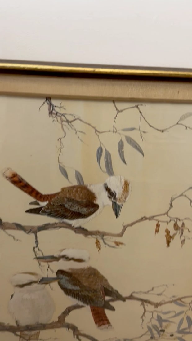 Large Australian Painting Group of Birds 3 Kookaburras In Bush by Robin Hill - 2