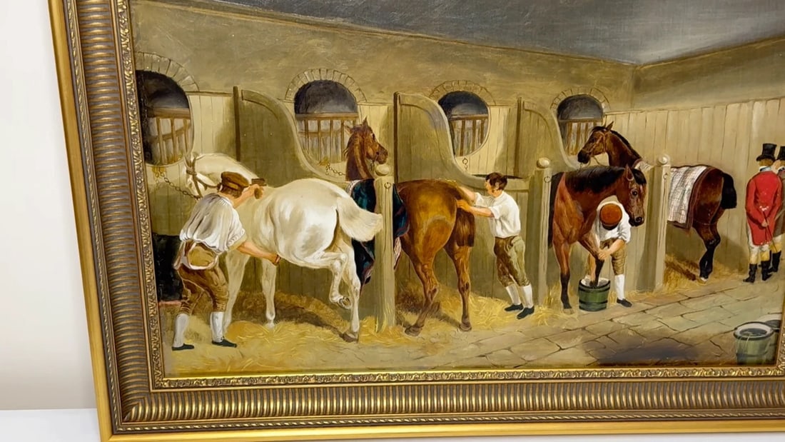 Oil Painting The Hunting Stud In the Manner of John Frederick Herring Snr C1900 - 2