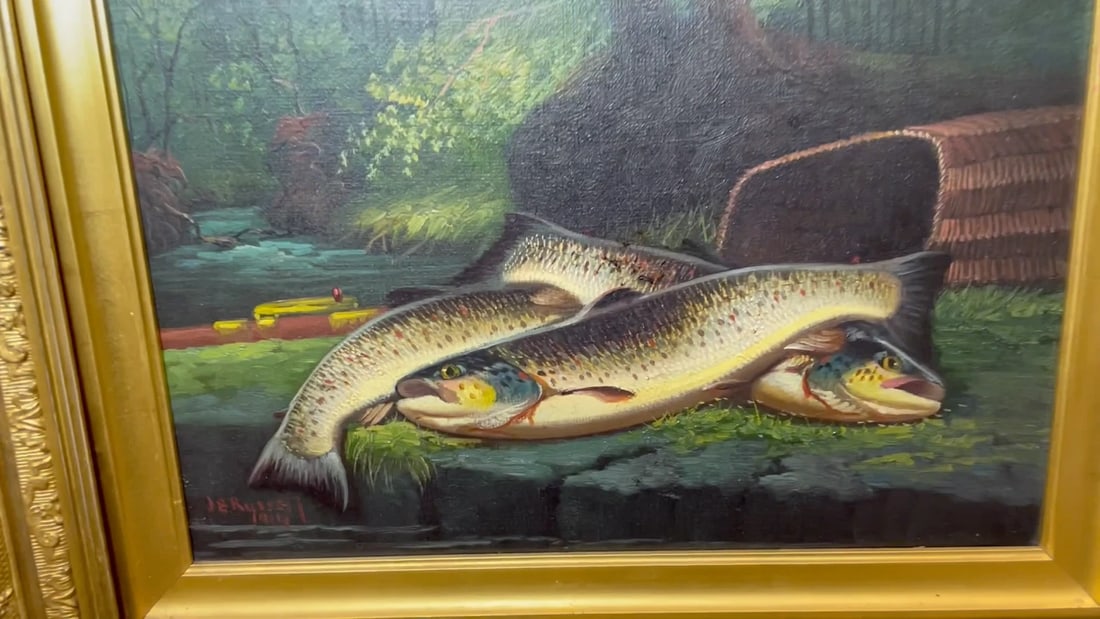 Scottish Angling Masterpiece Sporting Oil “Burn Trout” By James B. Russell - 2