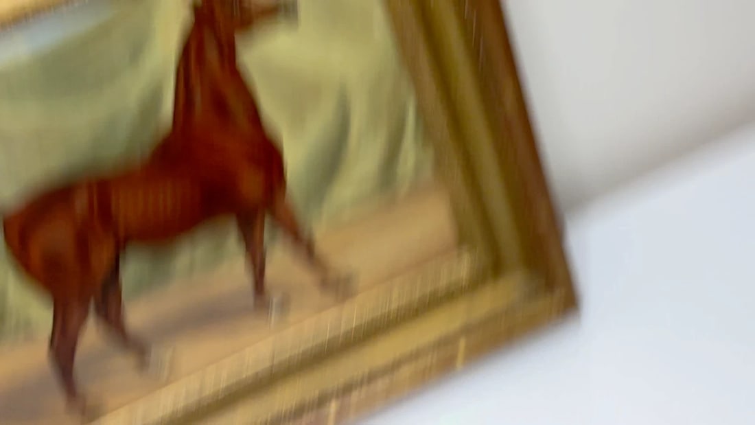 Victorian Oil Painting Purebred Red Chestnut Arab Horse Bombay Stables India - 2