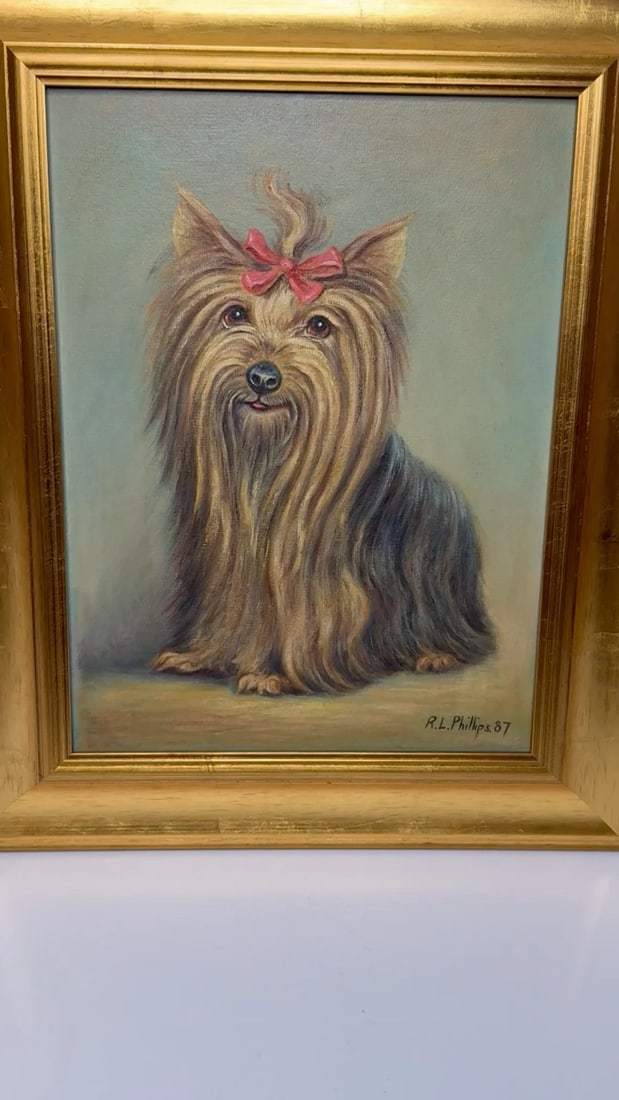 Duchess A Yorkshire Terrier Wearing Congo Pink Bow In the Manner of John Emms - 2
