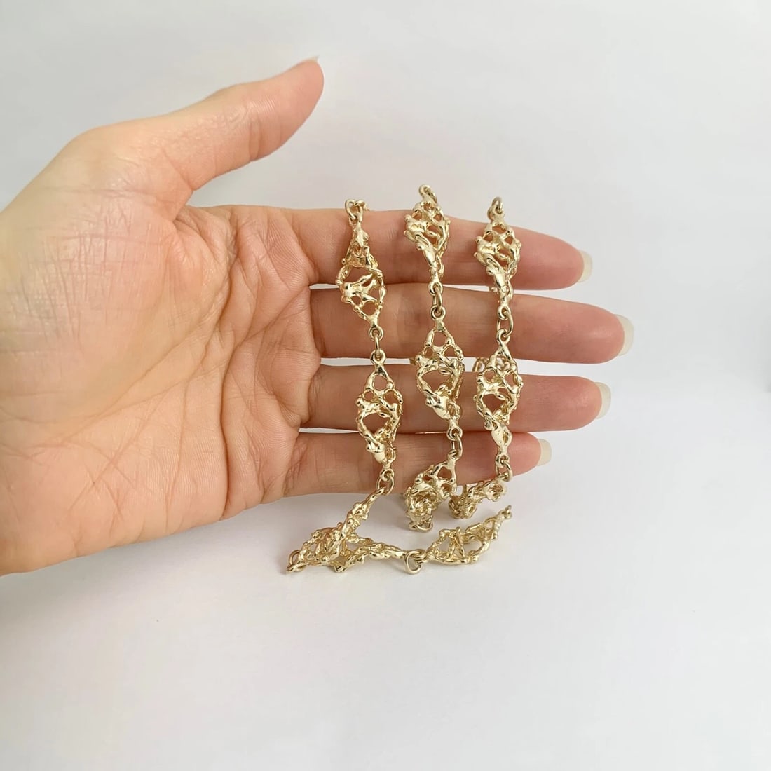 Long Filigree Chain Necklace 14K Yellow Gold, 30 Inches, 10.7 mm, 67.87 Grams - 2