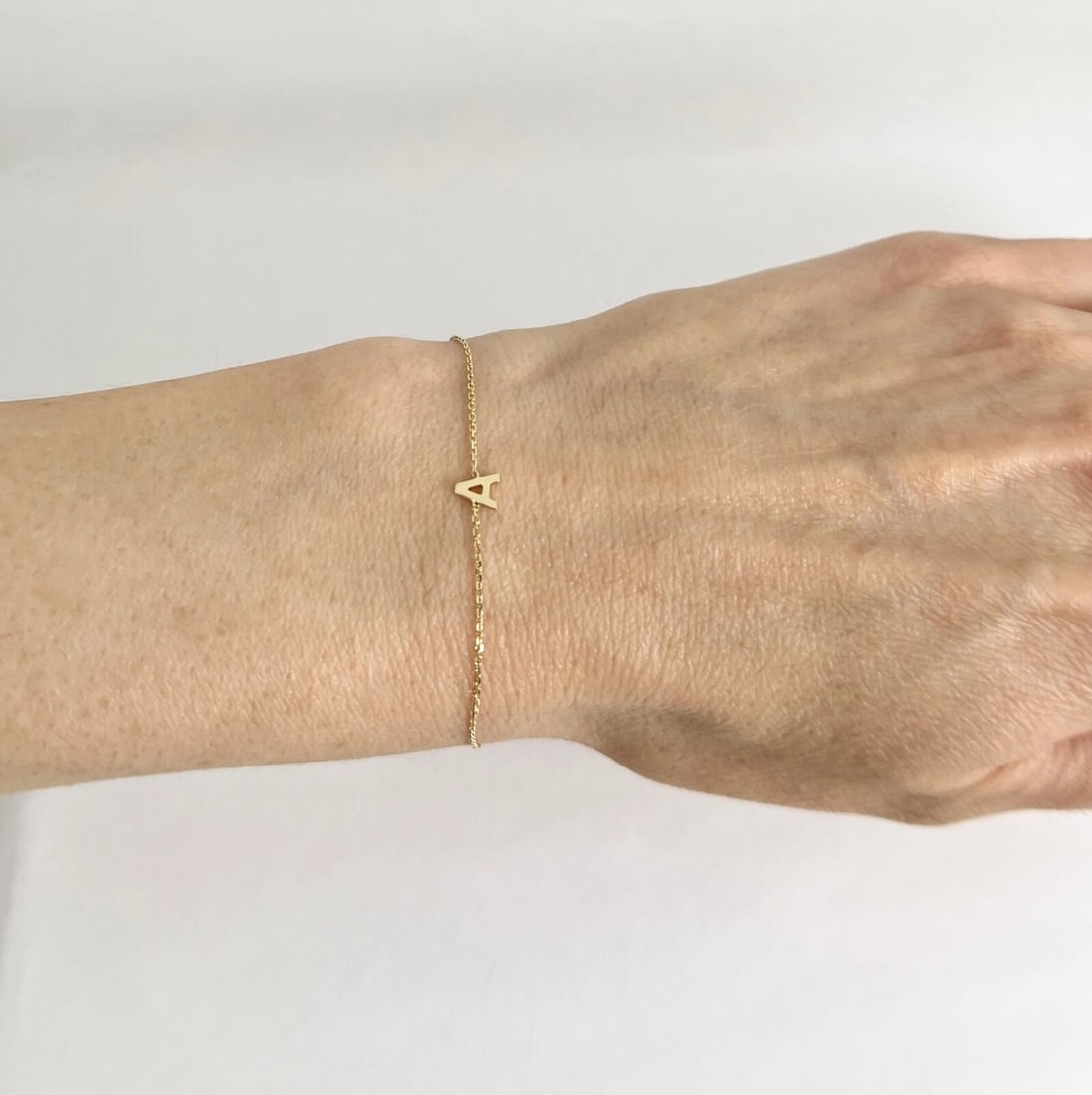 Italian Letter A Initial Chain Bracelet 14K Yellow Gold, .77 Grams - 3